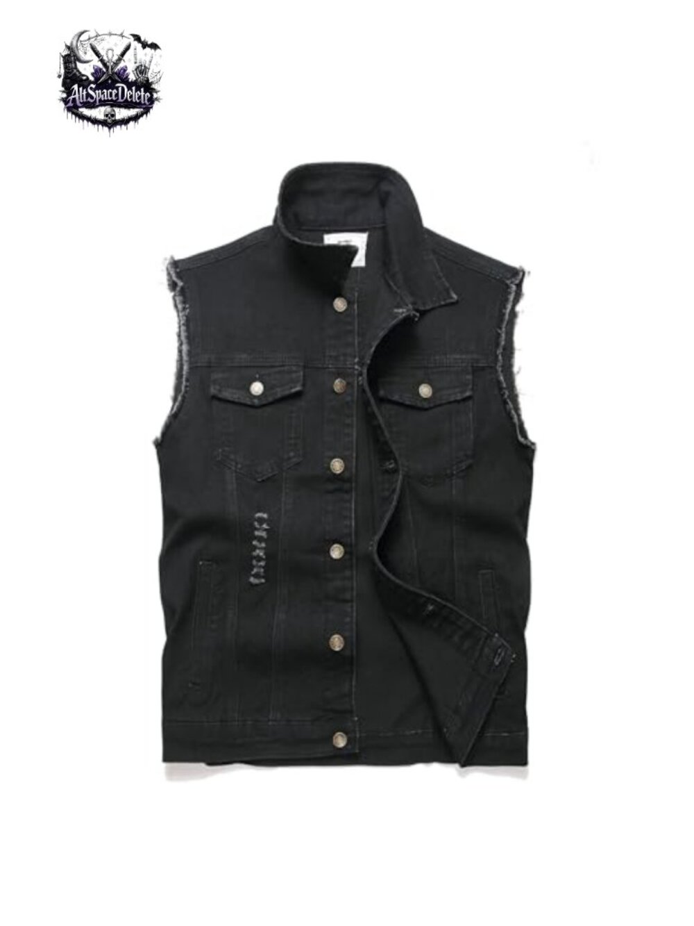 Men's Denim Vest Sleeveless Slim Fit Retro Ripped Stretchy Battle Vest
